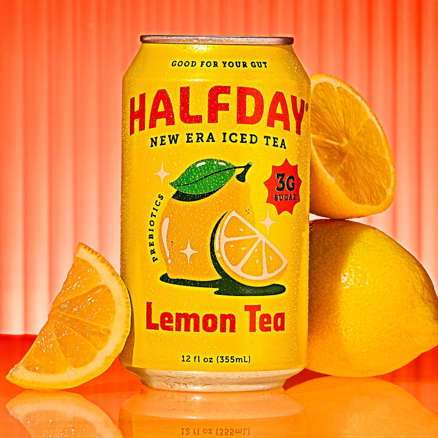Halfday Prebiotic Lemon Iced Tea Cans, Supports Digestive & Gut Health, 6G Plant Fiber & Prebiotics, Low Sugar, 35 Calories, Real Brewed Tea, Natural Caffeine, Gluten Free, Keto, 12 Fl Oz (12 Pack) Packaging May Vary