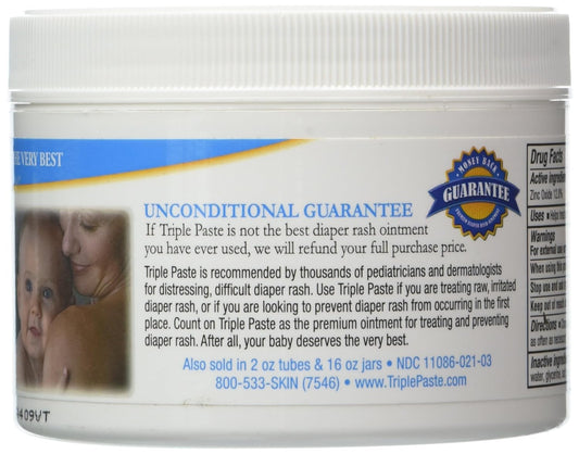 Triple Paste Medicated Ointment For Diaper Rash, Fragrance Free, Hypoallergenic,8 Oz