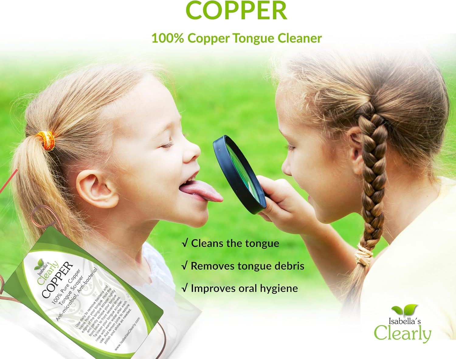 Isabella'S Clearly 100% Pure Copper Tongue Scraper | Ayurvedic Metal Tongue Cleaner, Bpa Free, For Adults And Kids | Natural Oral Care For Fresh Breath And Improved Oral Hygiene : Health & Household