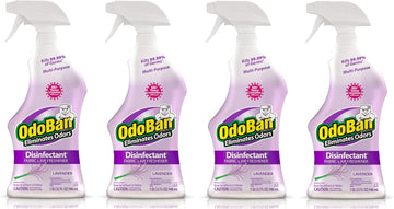 OdoBan Ready-to-Use Disinfectant and Odor Eliminator, Set of 4 Spray Bottles, 32 Ounces Each, Lavender Scent