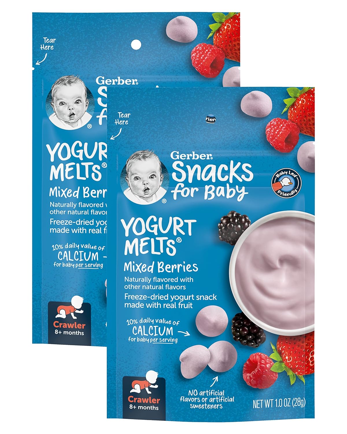 Gerber Baby Snacks Yogurt Melts, Mixed Berries, 1 Ounce (Pack of 2)