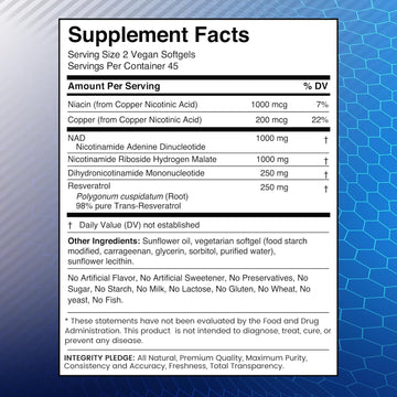 Liposomal Nad+ Supplement - Third-Party Tested Nad Softgels Nicotinamide Riboside Resveratrol - 2500Mg Liposomal Nad Supplements For Women - Longevity Support - Made In Usa