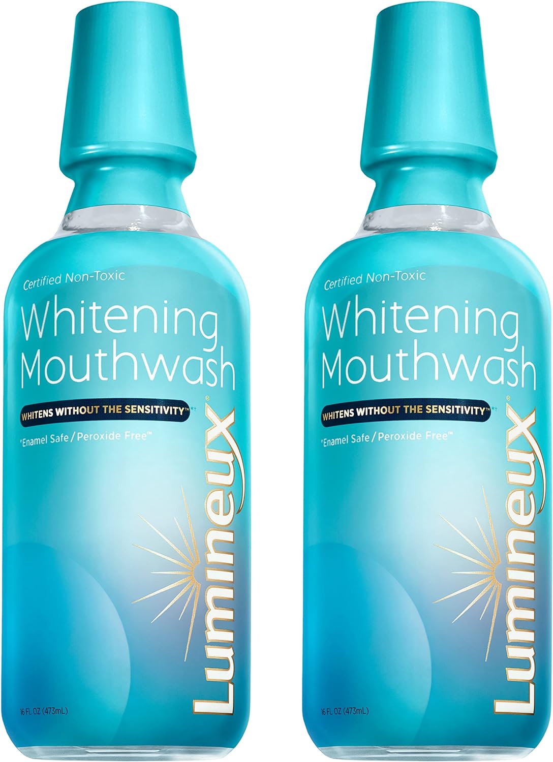 Lumineux Teeth Whitening Mouthwash, 16 Oz. 2 Pack - Peroxide Free - Enamel Safe - Whitening Without The Sensitivity - Certified Non-Toxic - NO Alcohol, Fluoride & SLS Free