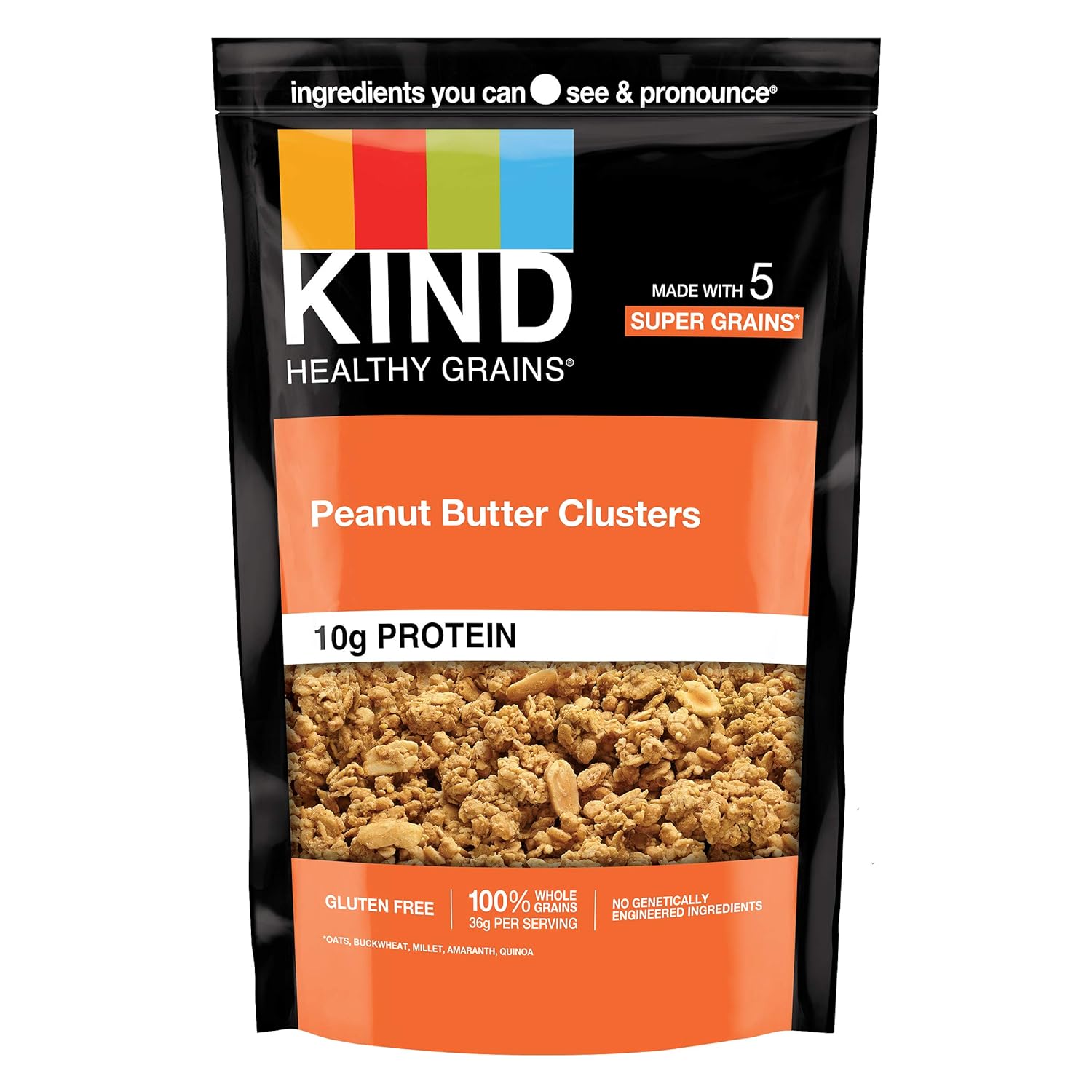 Kind Healthy Grains Granola, Peanut Butter Clusters, 11 Ounce, 10G Protein, Whole Grain, Snack Mix