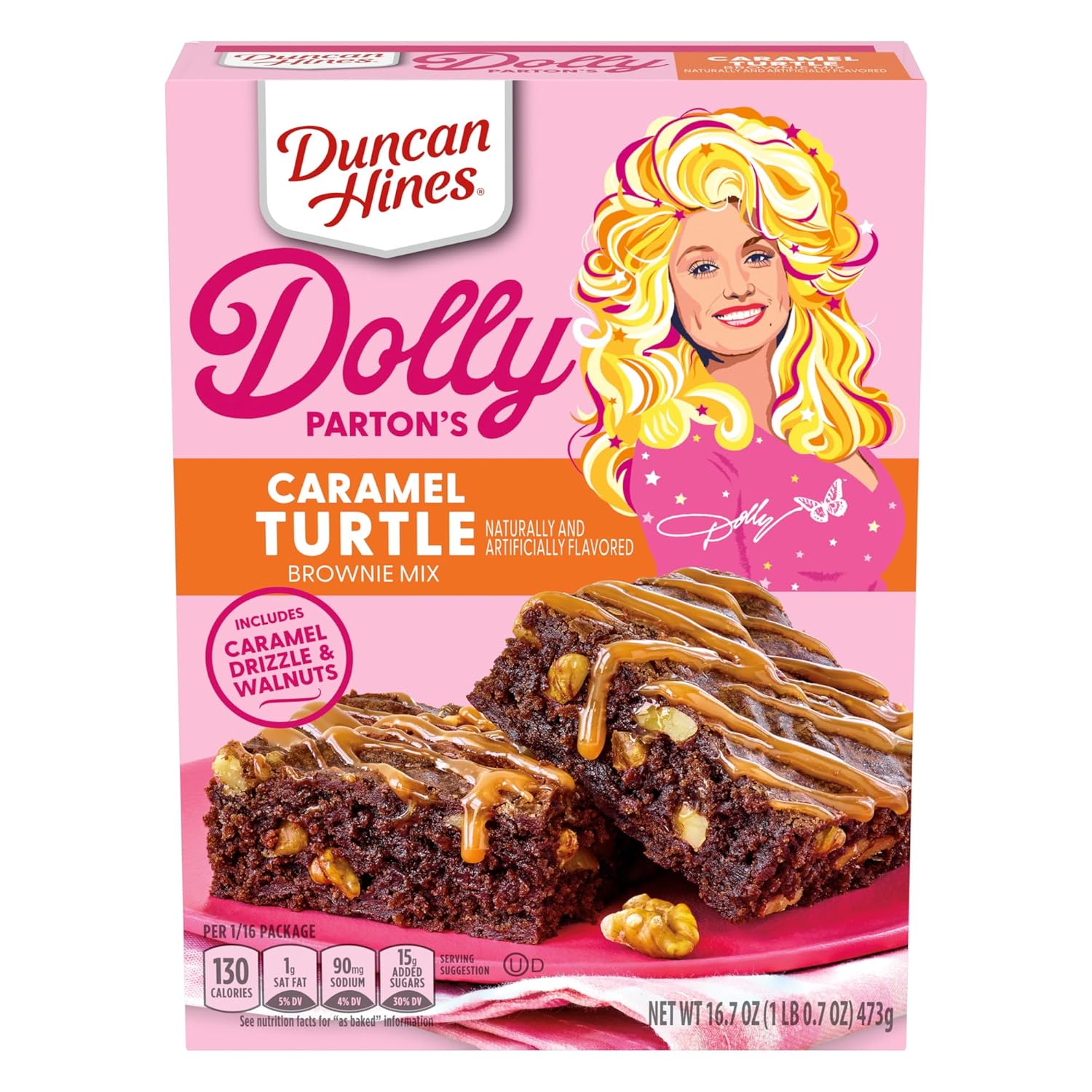 Duncan Hines Dolly Parton'S Caramel Turtle Flavored Brownie Mix, 16.7 Oz