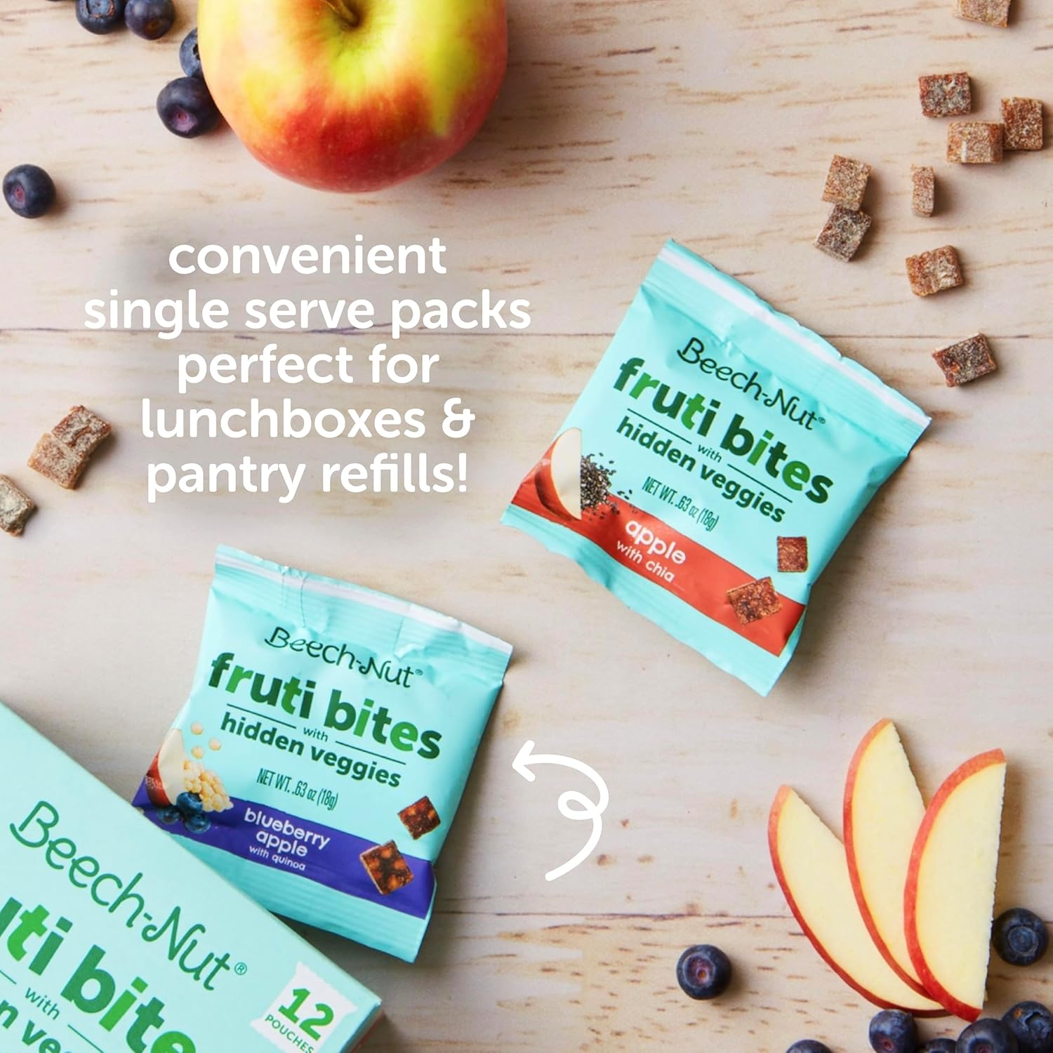 Beech-Nut Toddler Snacks Fruti Bites with Hidden Veggies Quinoa & Chia, Fruit Snack Variety Pack for Babies and Toddlers, 6 Boxes (72 Individually Wrapped Packs) : Baby