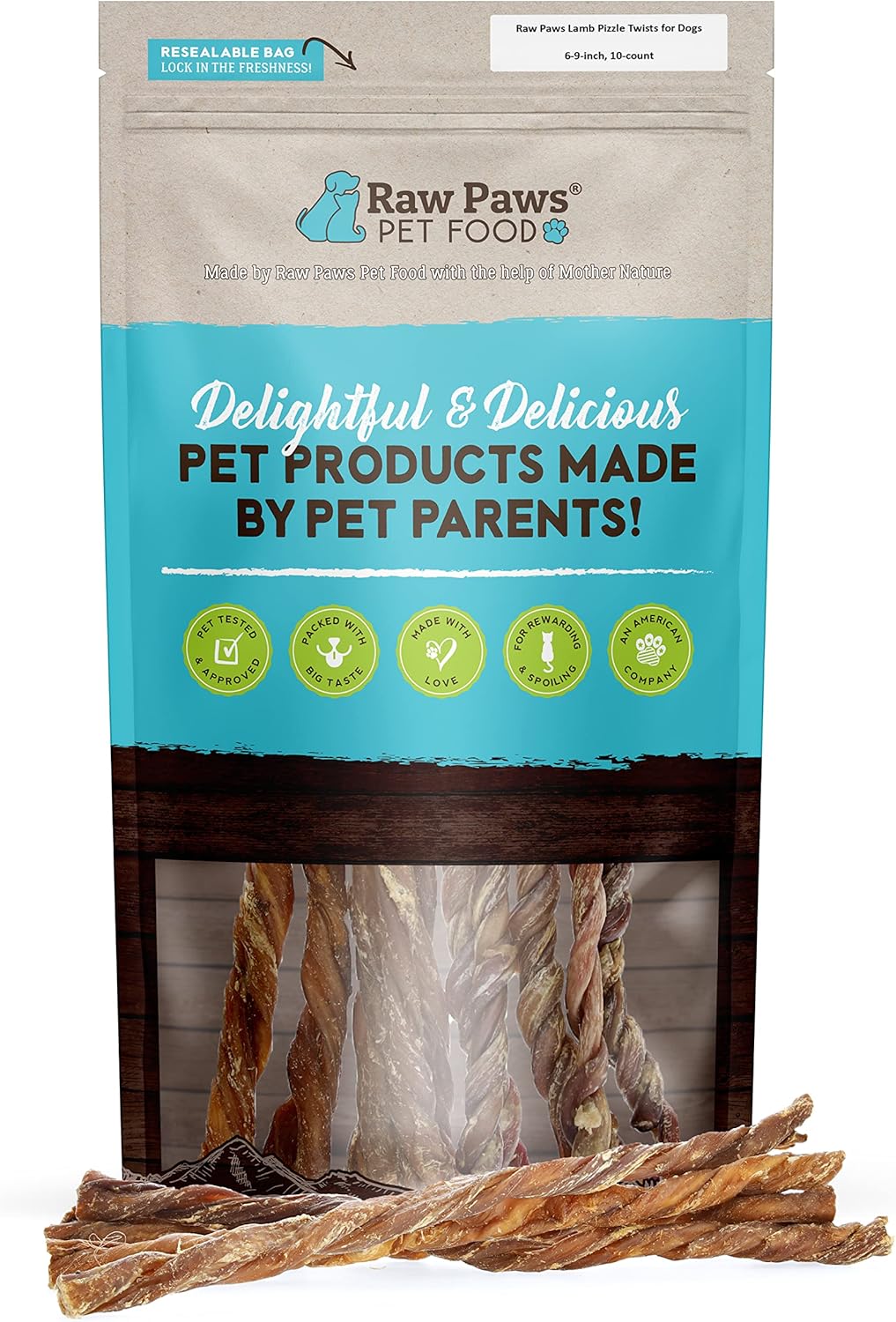 Raw Paws Lamb Pizzle Twists For Dogs - 5-9 Inch, 10-Ct - Usa Packed Natural Lamb Pizzle Sticks - Free-Range, Digestible Lamb Bully Sticks - Grain-Free Lamb Twist Dog Chew Sticks - Lamb Dog Treats