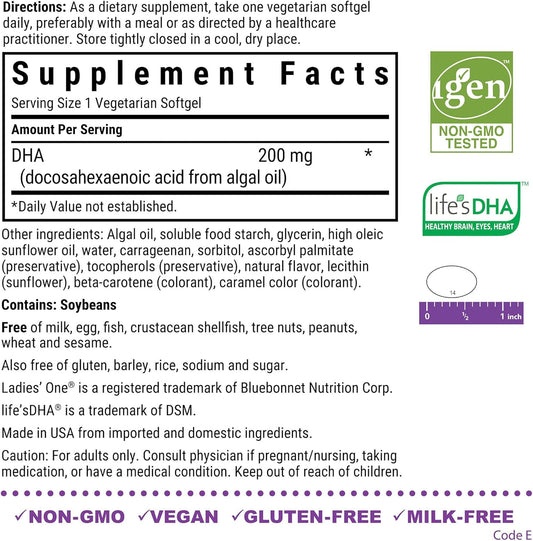 Bluebonnet Nutrition Ladies' One Prenatal Dha, Daily Nutrition For Prenatal Health*, Non-Gmo, Vegan, Gluten-Free, 30 Vegetarian Softgels, 30 Servings