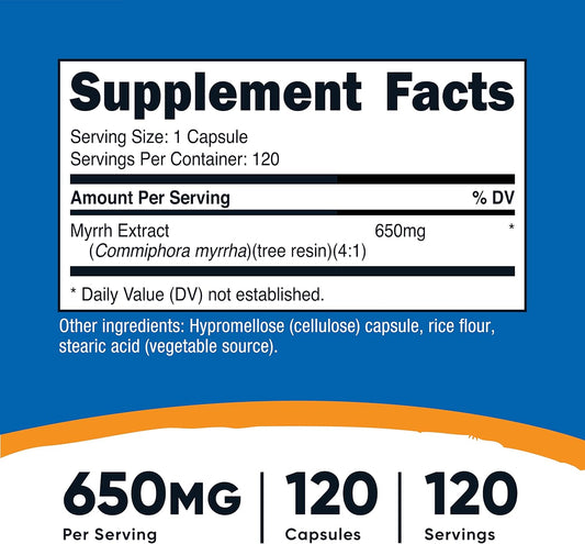 Nutricost Myrrh Extract Capsules 650 MG, 120 Capsules - Gluten Free, Vegetarian, Non-GMO