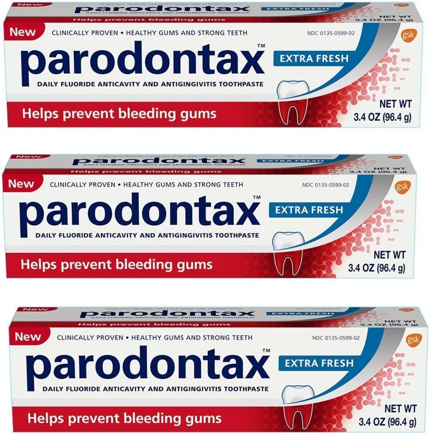 Parodontax Extra Fresh Toothpaste for Bleeding Gums, 3.4 Oz (Pack of3)