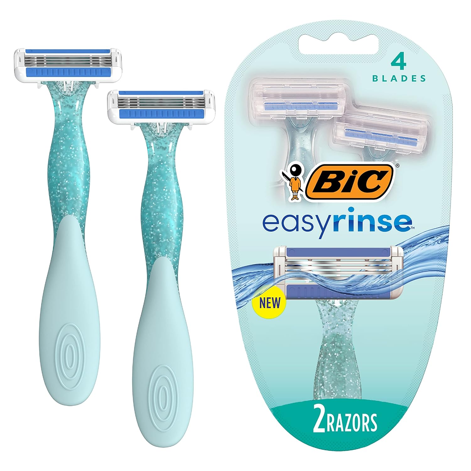 Bic Easyrinse Anti-Clogging Women'S Disposable Razors For A Smoother Shave With Less Irritation*, Easy Rinse Shaving Razors With 4 Blades, 2 Count