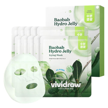 Baobab Hydro Jelly Mask (10Ea) | Korean Moisturizing Face Mask For Dry Skin | Instant Deerp Hydration, Cooling & Soothing Care | Improves Skin Texture | Cruelty-Free (23G, 0.81 Fl. Oz.)