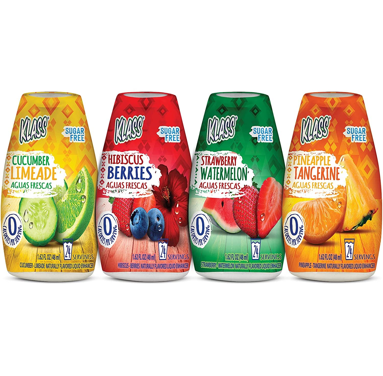 Klass Aguas Frescas Water Enhancers Variety Pack 1.62 Ounces (Pack Of 4, Makes 24 Servings Each))