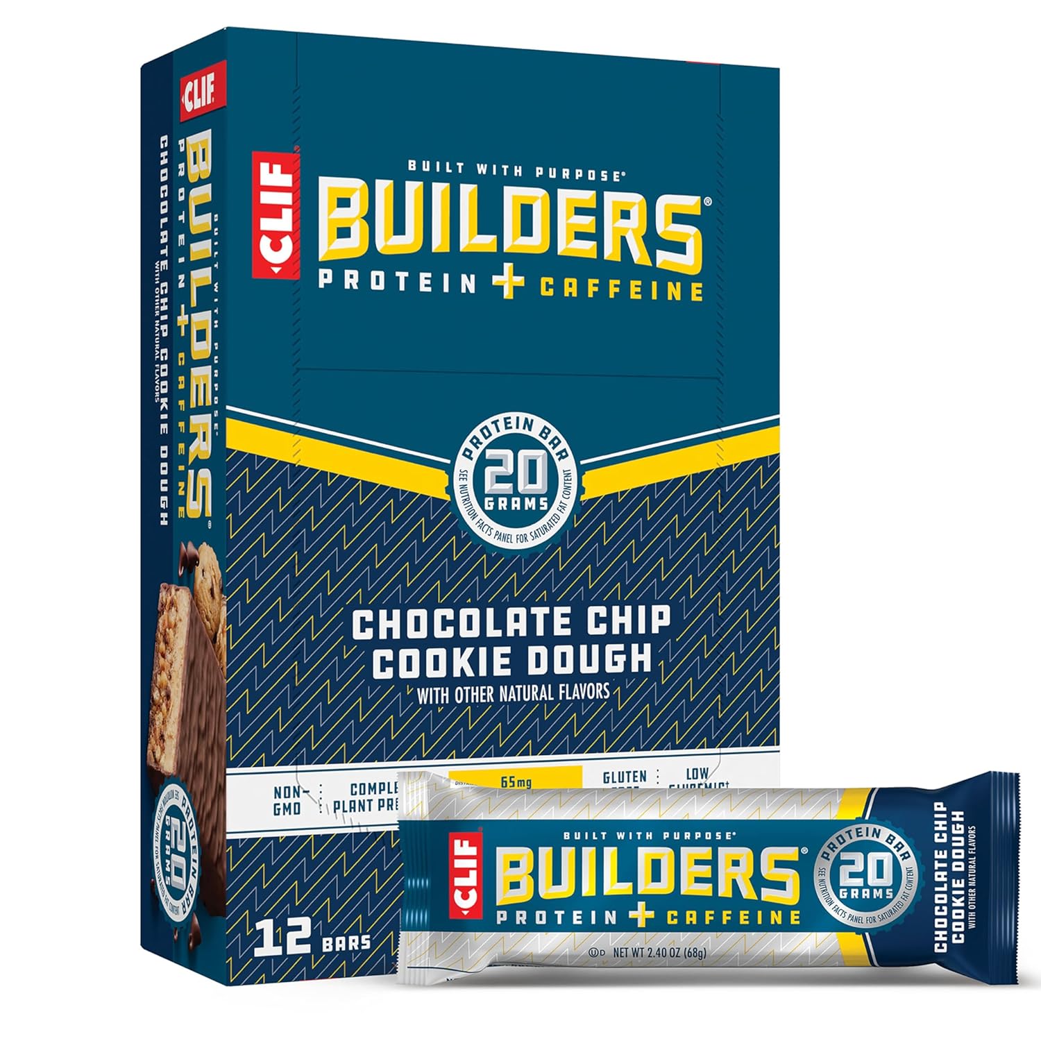 CLIF Builders - Chocolate Flavor - Protein Bars - Gluten-Free - Non-GMO - Low Glycemic & Chocolate Chip Cookie Dough Flavor - Protein Bars - Gluten-Free - Non-GMO - Low Glycemic : Everything Else