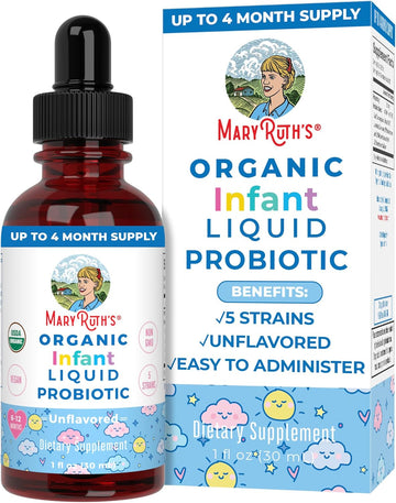 Maryruth Organics Usda Organic Infant Liquid Probiotic Drops | Baby Essentials | Probiotics For Infants | Baby Probiotic Drops | Proprietary Probiotic Blend | Vegan | Non Gmo | 125 Servings