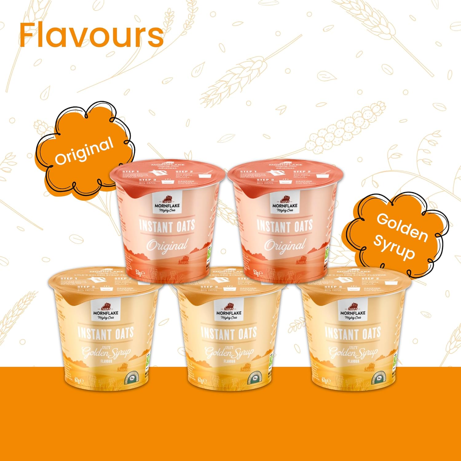 Mornflake - Oats2Go Original Instant Porridge12 x 53g Pots For On-the-go. Ready Meal Cereals Breakfast, Breakfast Oats In A Cup Just Add Water. Great Source Of Protein & Fibre : Amazon.co.uk: Grocery