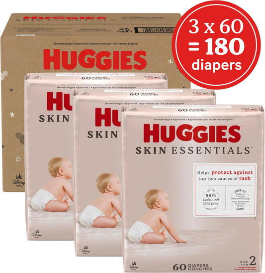 Huggies Size 5 Diapers, Skin Essentials Baby Diapers, Size 5 (27+ Lbs), 50 Count