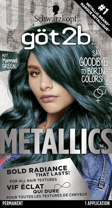 Got2B Metallics Permanent Hair Color, M77 Mermaid Green