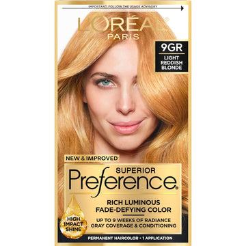 L'Oreal Paris Superior Preference Fade-Defying + Shine Permanent Hair Color, 9Gr Light Golden Reddish Blonde, Pack Of 1, Hair Dye