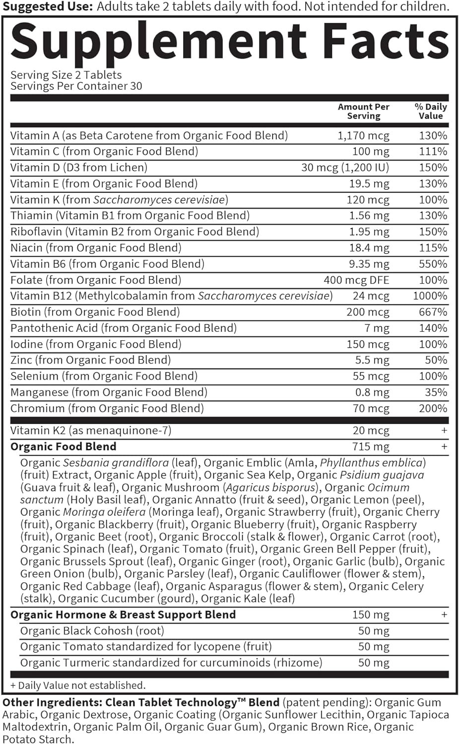 Garden Of Life Organics Vitamins For Women 40+ - 60 Tablets, Womens Multi 40+, Vegan Vitamins For Women Over 40, Hormone & Breast Health Support Blend, Whole Food Womens Multivitamin : Health & Household