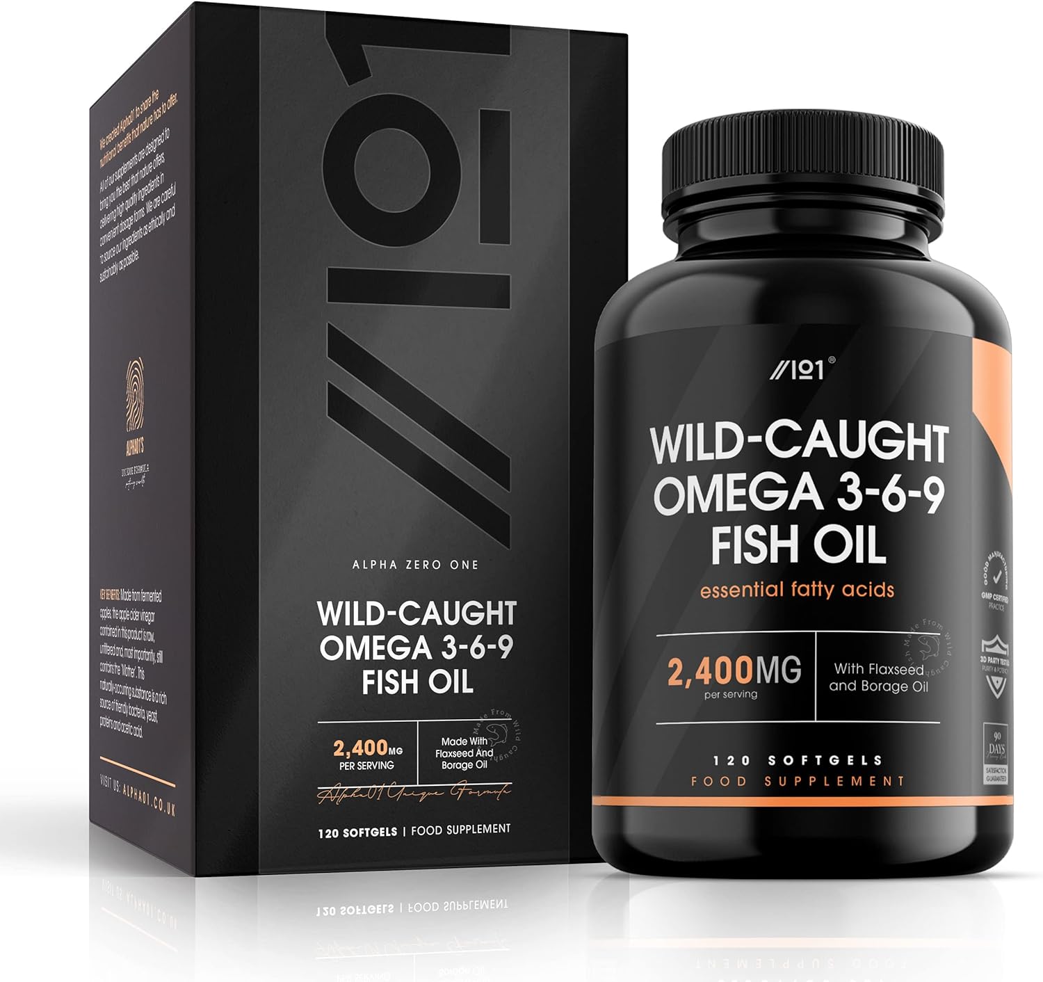 Omega 3-6-9 Fish Oil 2400Mg - Wild-Caught - With Flax Oil & Borage Oil64 Grams