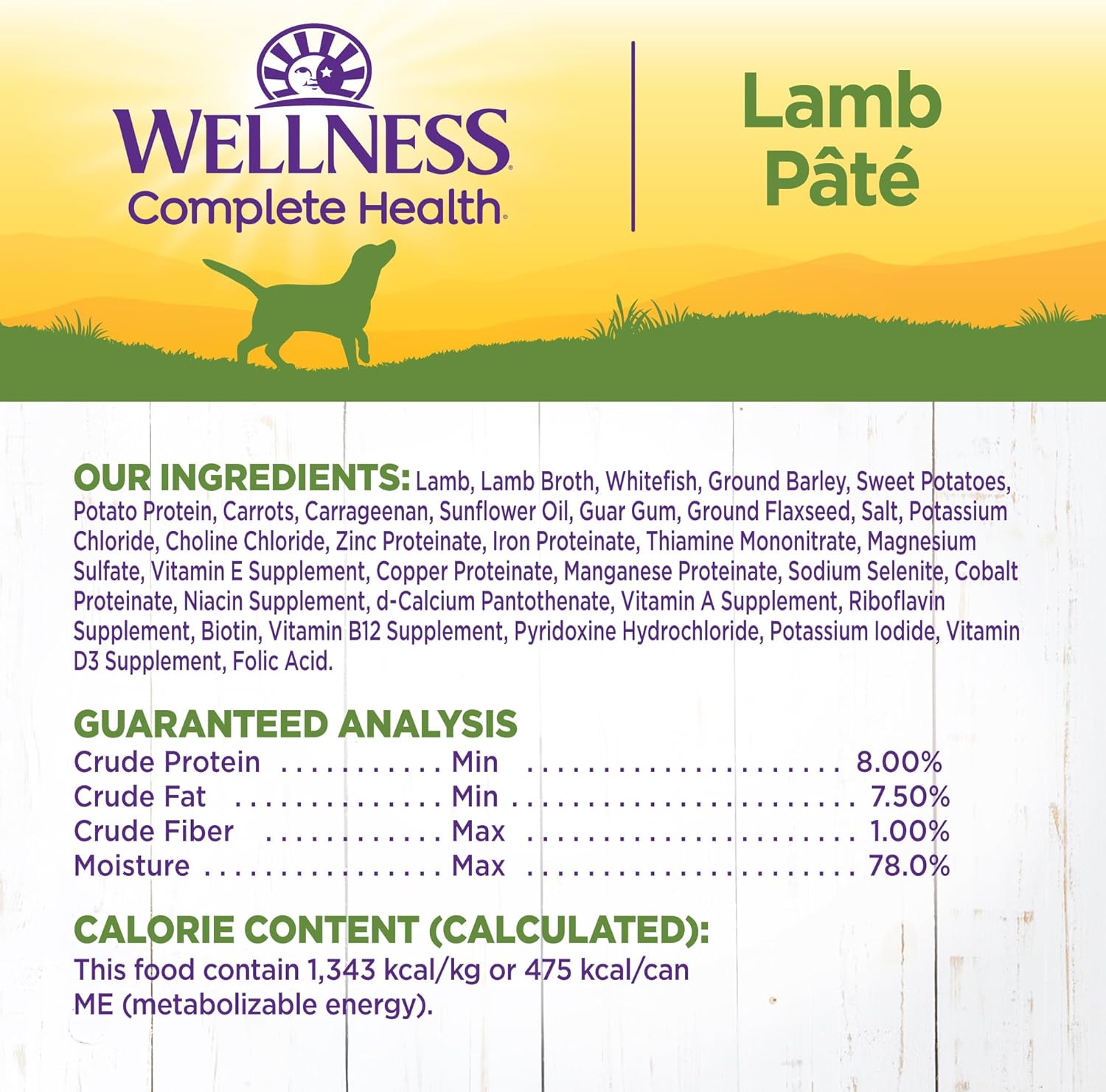 Wellness Complete Health Natural Wet Canned Dog Food, Lamb & Sweet Potato, 12.5-Ounce Can (Pack of 12): Canned Wet Pet Food: Pet Supplies: Amazon.com