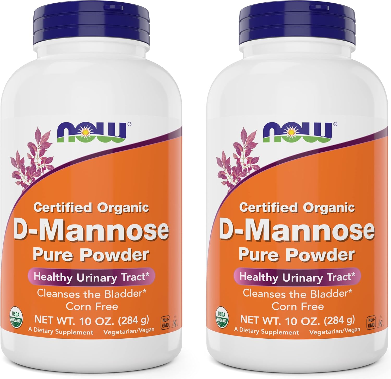 NOW Foods Pure, Organic D-Mannose  Powder (Pack of 2) - Bladder Cleanse and Urinary Tract Health Supplement - Non-GMO - Vegan Friendly - 2000mg / 2 Grams per Serving