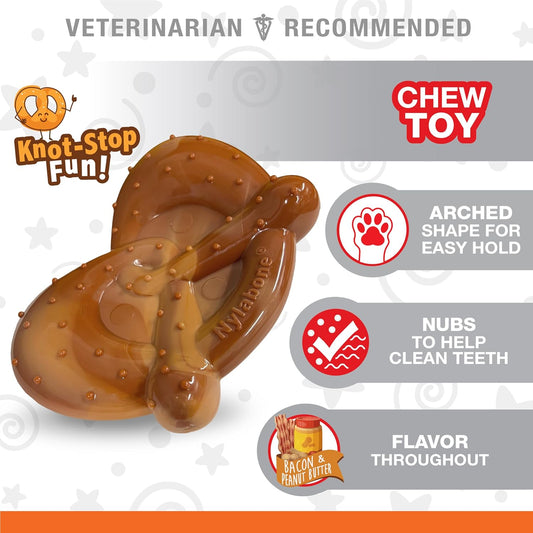 Nylabone Power Chew Pretzel Dog Chew Toy - Fun & Cute Dog Toys For Aggressive Chewers, Durable Dog Toys, Bacon & Peanut Butter Flavor, X-Large/Souper (1 Count)