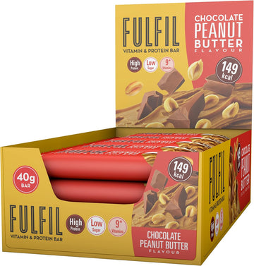 Fulfil Vitamin And Protein Bar (15 X 40 G Bars) — Chocolate Peanut Butter Flavour — 15 G High Protein, 9 Vitamins, Low Sugar