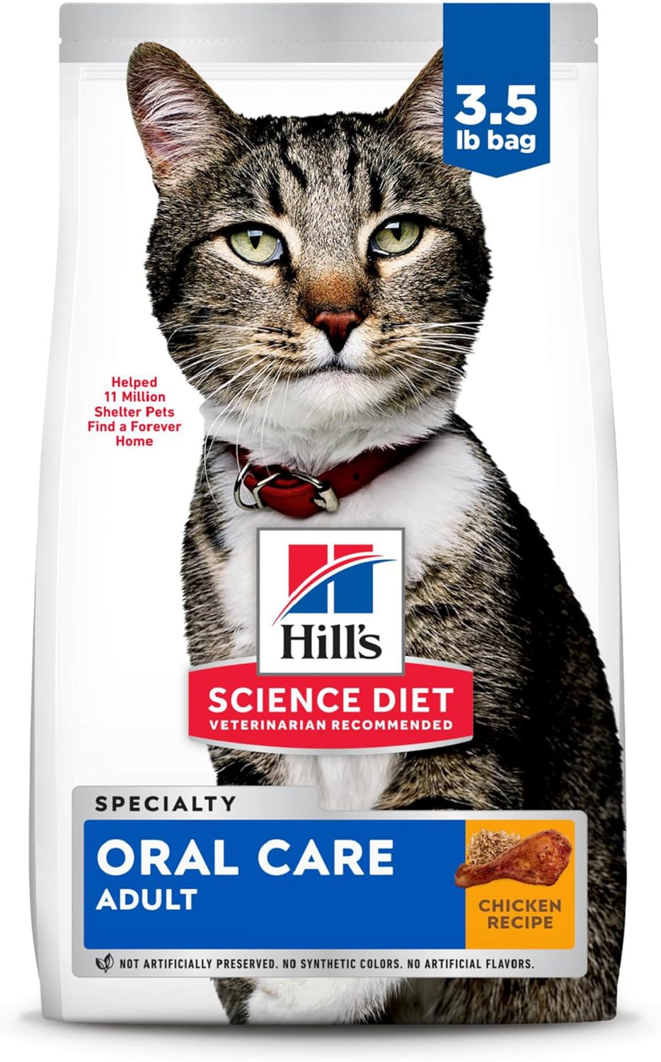 Hill'S Science Diet Oral Care, Adult 1-6, Plaque & Tartar Buildup Support, Dry Cat Food, Chicken Recipe, 3.5 Lb Bag