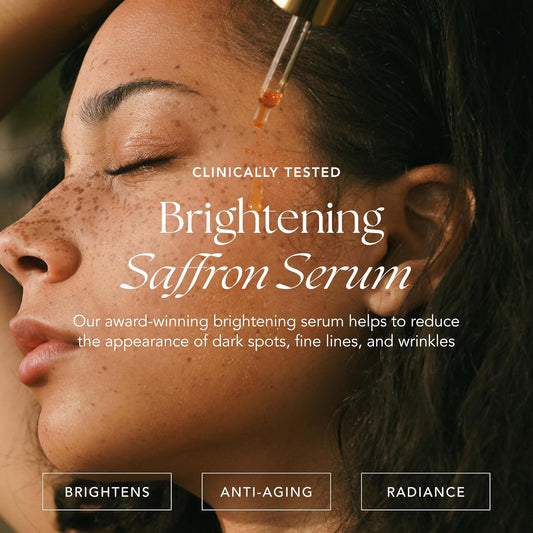 Brightening Saffron Serum - Discoloration Correcting Face Serum, Dark Spot Corrector, Vitamin C Alternative & Hyperpigmentation Treatment - Leaves Skin With A Healthy Glow (0.17 Oz)
