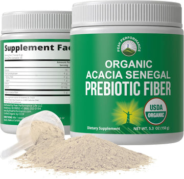 Organic Acacia Senegal Prebiotic Fiber Powder. Unflavored Usda Organic Plant Based Soluble Vegan Prebiotics Gut Health Supplement With Digestive Enzymes. Hsa + Fsa Eligible Vitamins Only List Approved