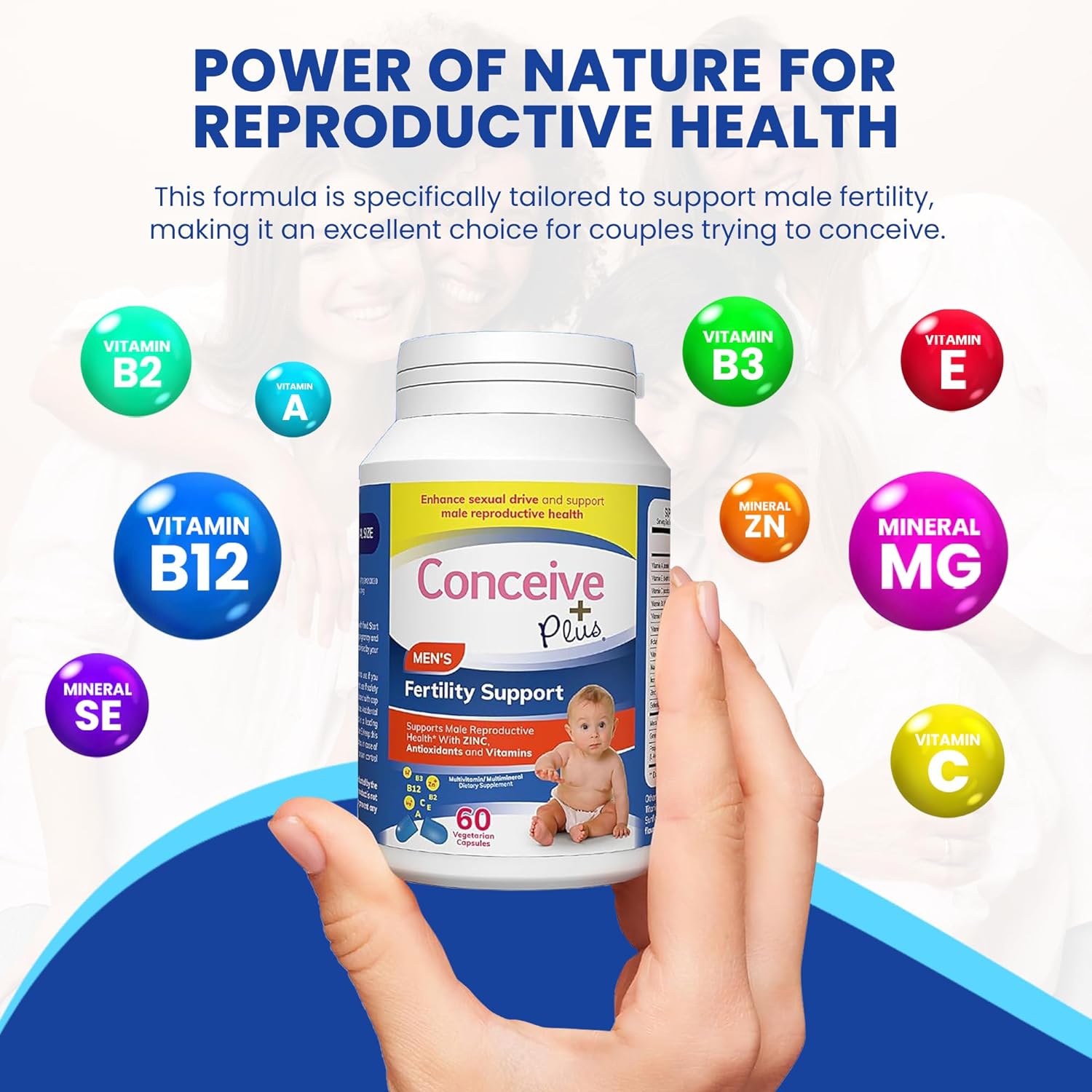 Conceive Plus Fertility Supplements for Men - Male Fertility Support, Optimal Sperm Count & Motility - Maca, L-Arginine, Zinc, Folate Folic Acid & Magnesium - Prenatal Vitamins for Men – 60 Capsules : Health & Household