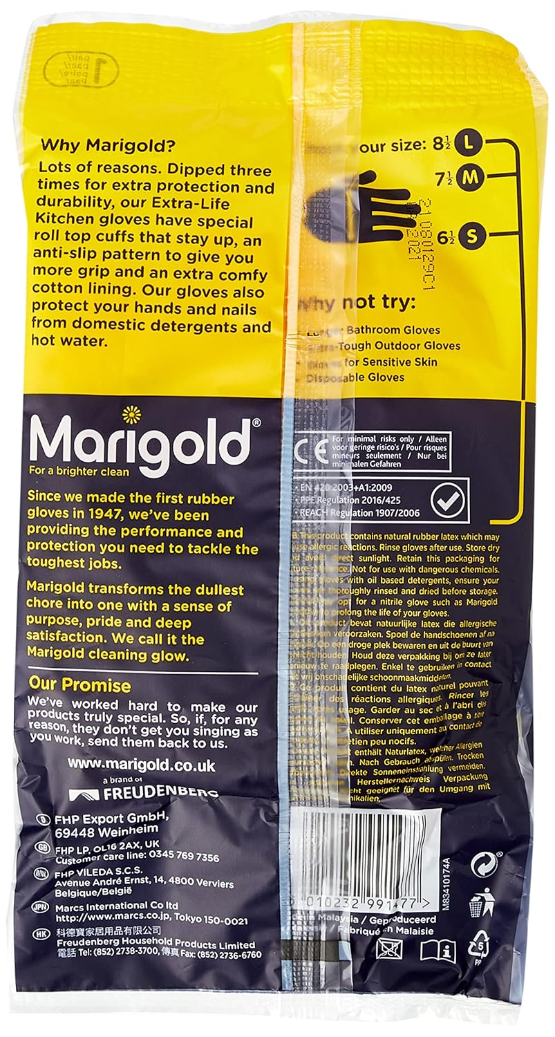 Marigold Gloves Kitchen Medium Medium | 6 Pack Bundle,Yellow