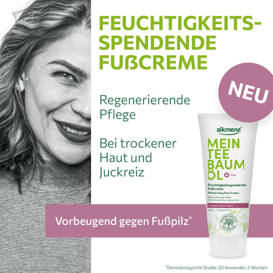 alkmene foot cream with Australian tea tree oil - intensive care for dry and chapped skin - vegan foot care without silicones, parabens & mineral oil - foot cream in a pack of 3 (3x 100 ml)