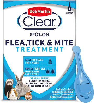 Bob Martin Clear Spot On Flea Treatment for Small Pets (Rabbits, Hamsters, Guinea Pigs & Ferrets) - Protect Against Fleas, Ticks, Lice & Mites (1 Pipette)?K0300