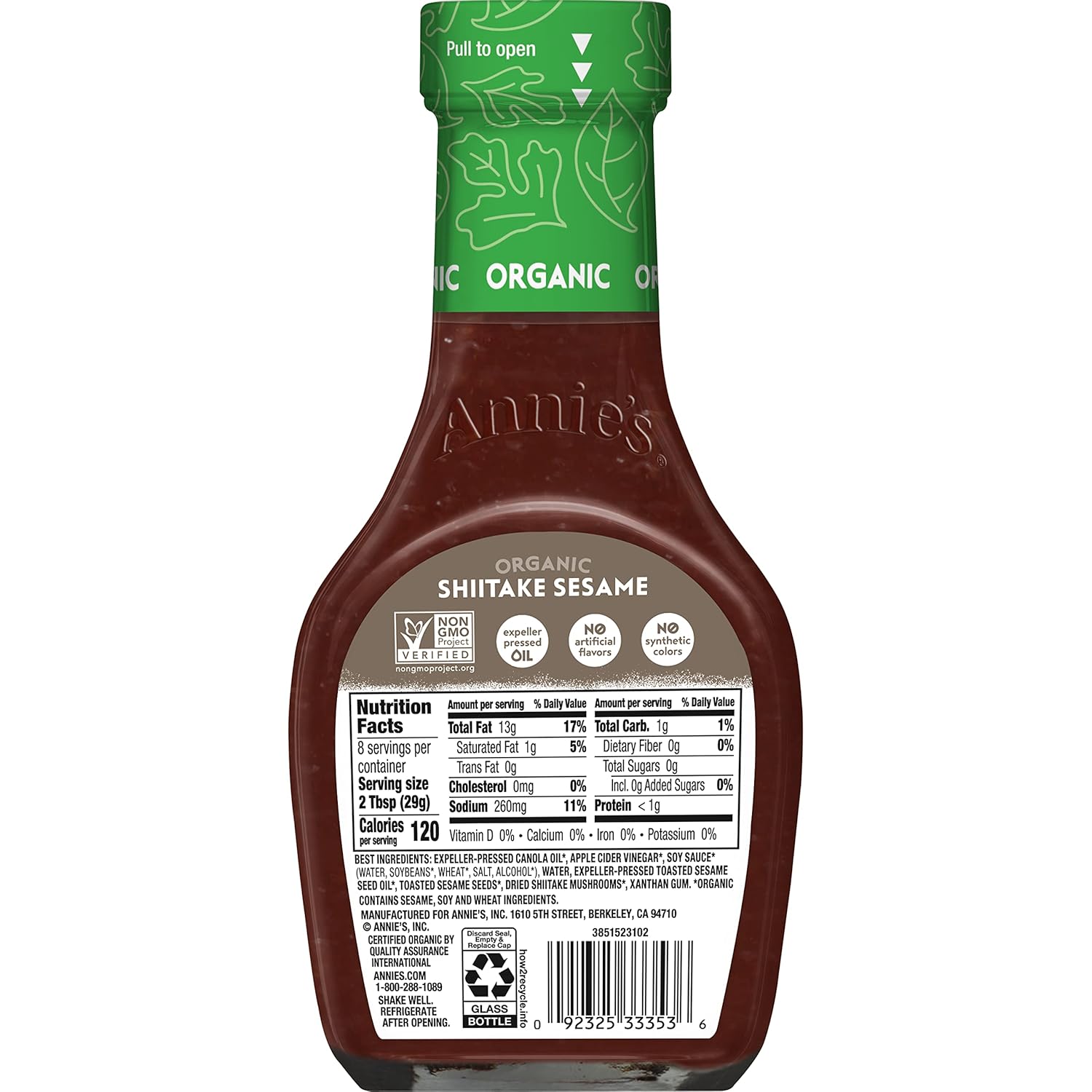 Annie'S Organic Shiitake Sesame Vinaigrette Salad Dressing, Vegan, 8 Oz