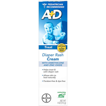 A+D Zinc Oxide Diaper Rash Cream with Aloe 4 oz (Pack of 6)