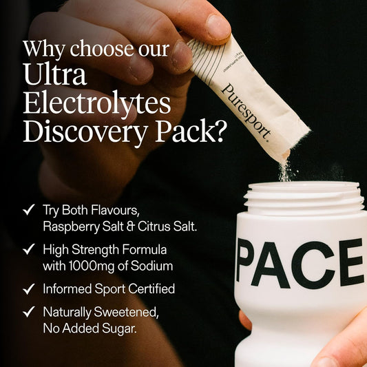 Puresport Ultra Electrolytes Discovery Pack (Raspberry & Citrus Salt - 15 Sachets Each) | Science-Backed Electrolytes Powder | Optimises Hydration | Supports Muscle Function | No Added Sugar
