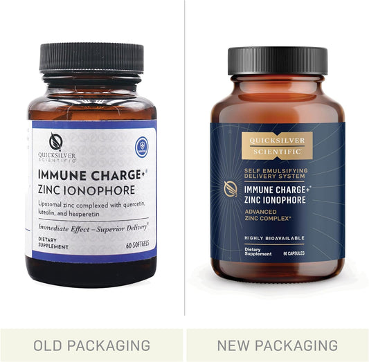 Quicksilver Scientific Immune Charge+ Zinc Ionophore - Zinc Supplement Complexed With Quercetin, Luteolin, Hesperetin Immune + Gi Support (60 Capsules)