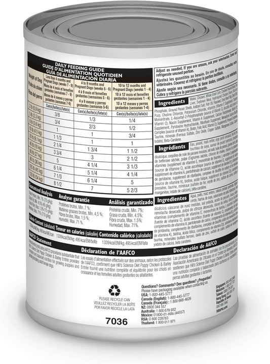 Hill'S Science Diet Puppy, Puppy Premium Nutrition, Wet Dog Food, Chicken & Barley Loaf, 13 Oz Can, Case Of 12