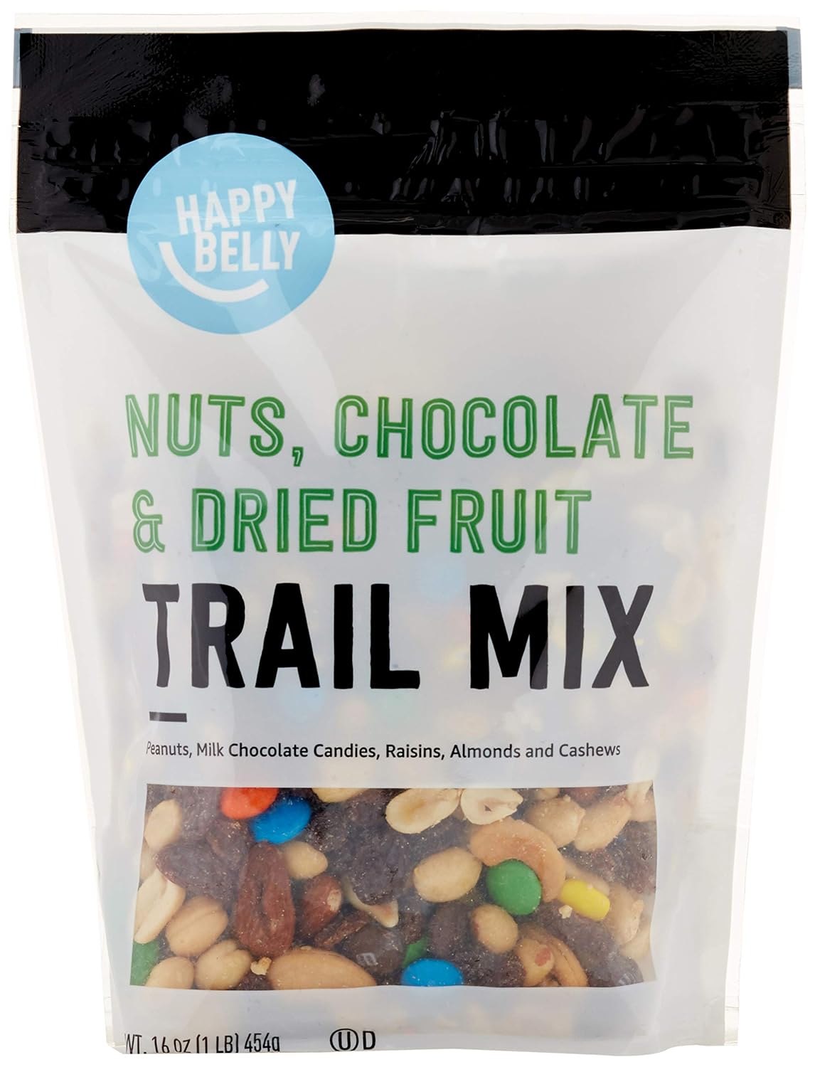 Amazon Brand - Happy Belly Nuts, Chocolate & Dried Fruit, Trail Mix, 1 Pound (Pack Of 1)