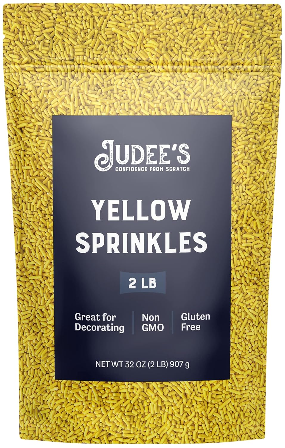 Judee's Yellow Sprinkles 2 lb - Gluten-Free and Nut-Free - Brighten Up Your Baked Goods - Great for Cookie and Cake Decoration - Use for Baking and as Dessert and Ice Cream Toppings