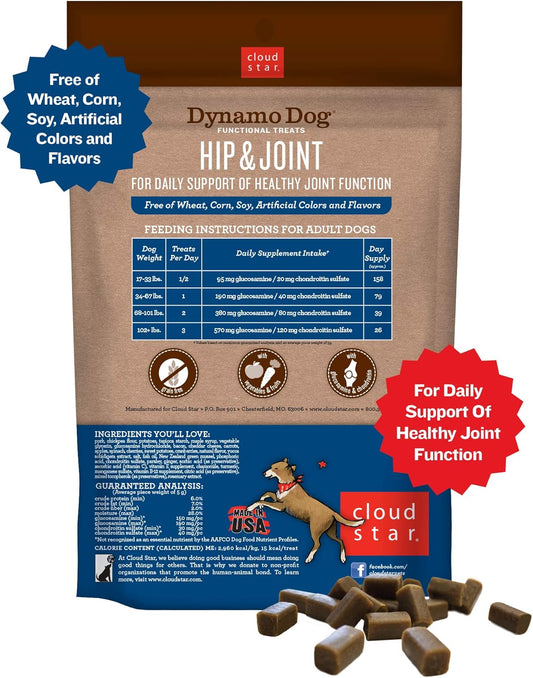 Cloud Star Dynamo Dog Soft Chews Hip & Joint Grain Free Dog Treats, Bacon & Cheese, 14 Oz. Pouch