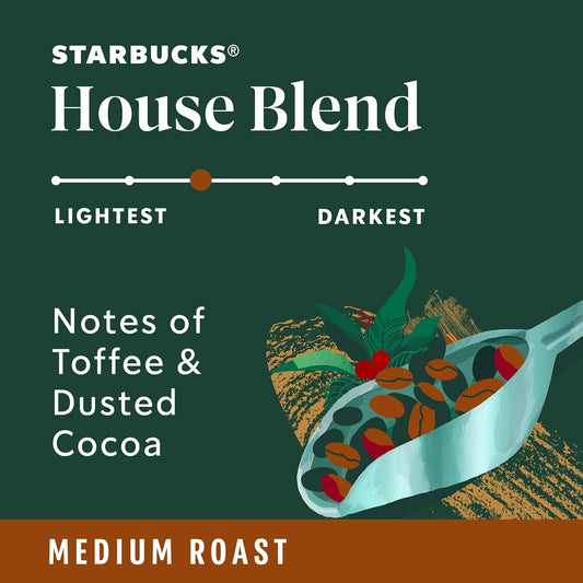 Starbucks Ground Coffee, Medium Roast Coffee, House Blend, 100% Arabica, 6 Bags (18 Oz Each)