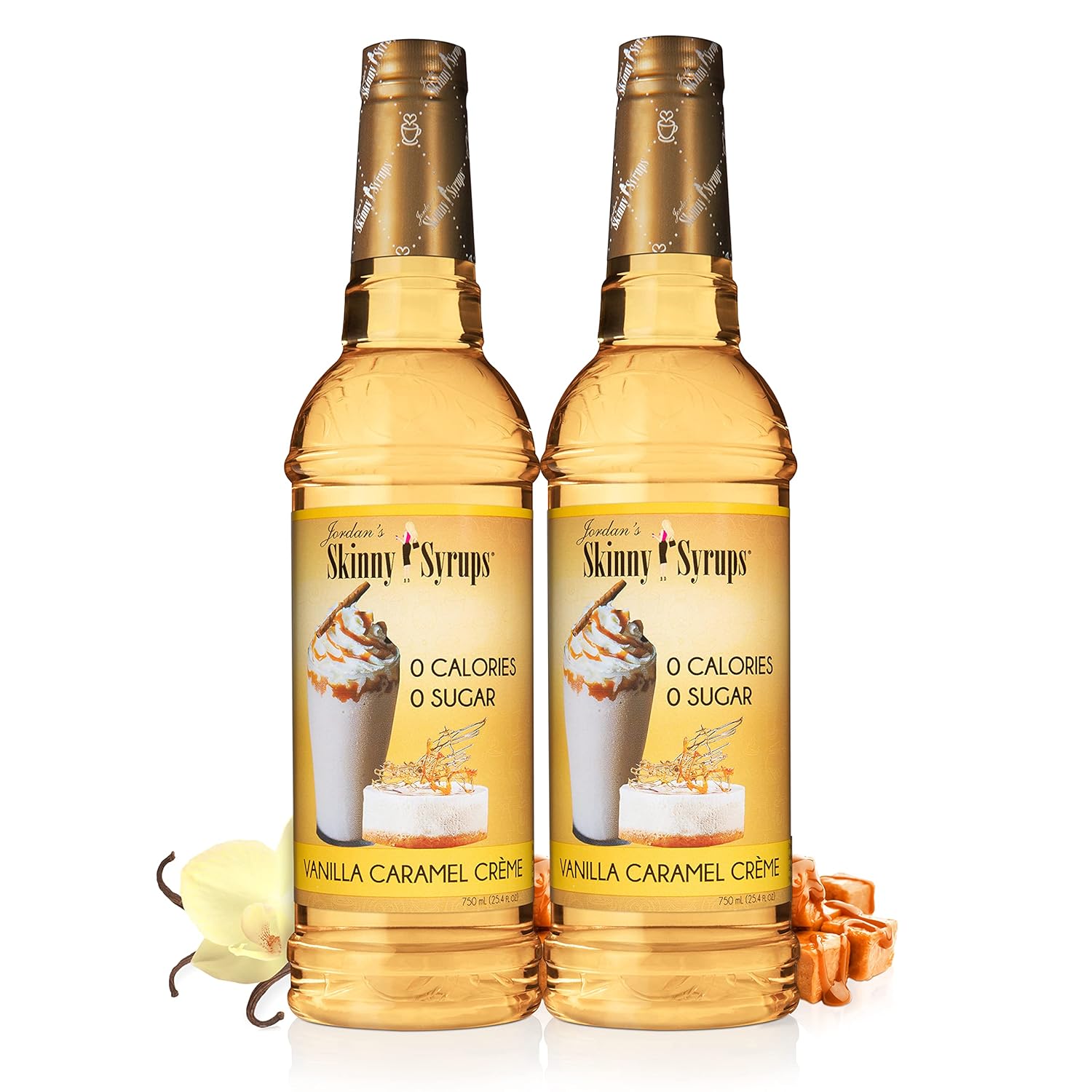 Jordan'S Skinny Syrups Vanilla Caramel Creme, Sugar Free Flavoring Syrup, Vanilla Caramel Crème, 50.8 Fl Oz ,25.4 Oz(Pack Of 2)