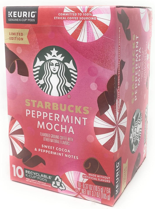 Starbucks Coffee Company Starbucks Limited Edition Holiday Peppermint Mocha Coffee K-Cups Pods - 10 Count - 1 Box, 10 Count (Pack Of 1)