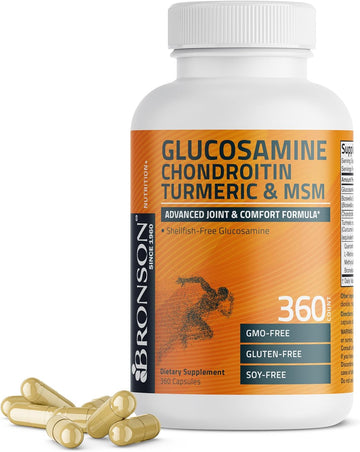 Bronson Glucosamine Chondroitin Turmeric & Msm Advanced Joint & Cartilage Formula, Supports Healthy Joints, Mobility & Cartilage - Non-Gmo, 360 Capsules