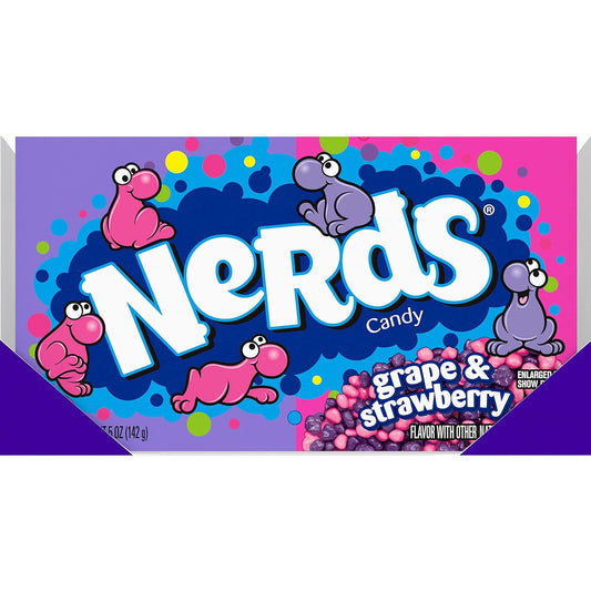 Nerds Candy, Grape & Strawberry Flavor, 5 Ounce Movie Theater Candy Boxes (Pack Of 12)