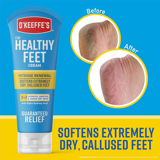 O'Keeffe'S Healthy Feet Intense Renewal Cream With Alpha Hydroxy Acid; Softens And Exfoliates Extremely Dry; Callused Feet; 3Oz Tube (Pack Of 1)